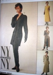 9075 MCCALLS NY NY JACKET,  BUTTON DRESS, HI WAIST PANTS PATTERN 10-14; 4-8; 14 -18; 8-12; 12-16 CHOICE